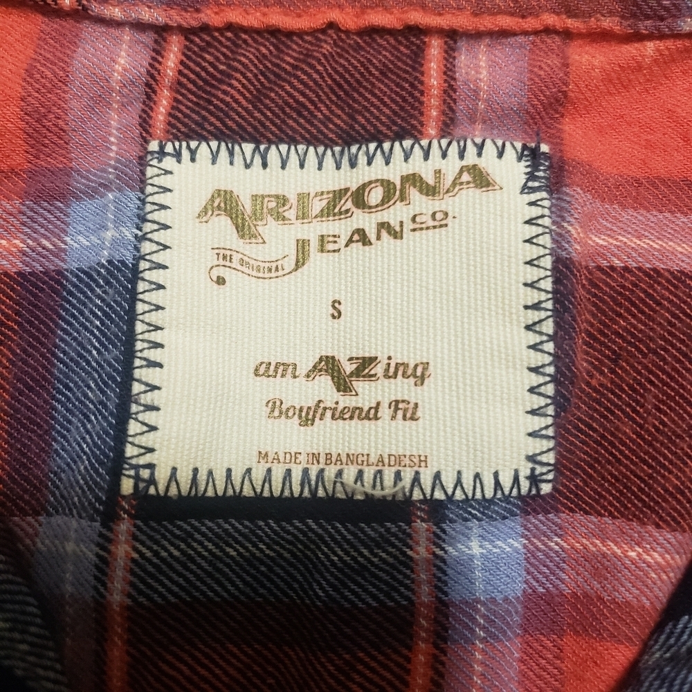 ARIZONA ...ORANGE Plaid Button-Up Shirt...SIZE:SMALL - Picture 8 of 10